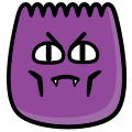 Meet the Evil Dumpling Emoji, a playful purple character that embodies mischief and a hint of grumpiness. With its small fangs peeking out and a puffy-cheeked face, this emoji captures a quirky blend of adorableness and mischievousness. Perfect for those moments when you're feeling a little naughty or just want to express your inner goblin!